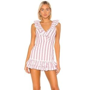 Tularosa Bennet Dress in Red & White - Size M